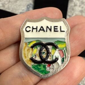 Chanel Enamel Shield Pin